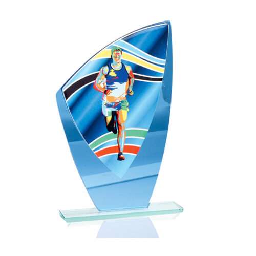 Trofeos de cristal con apliques de cerámica.*