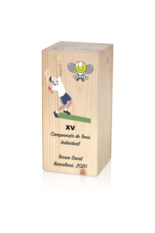 Trofeo madera especial Personalizado Ref. MAD31-G1  Alturas 18cm 20cm 22cm**