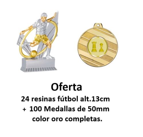 Ref. 4008 Oferta de 24 resinas de fútbol +100 medallas oro completas.