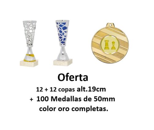 Ref. 4009 Oferta de 12+12 copas +100 medallas oro completas.